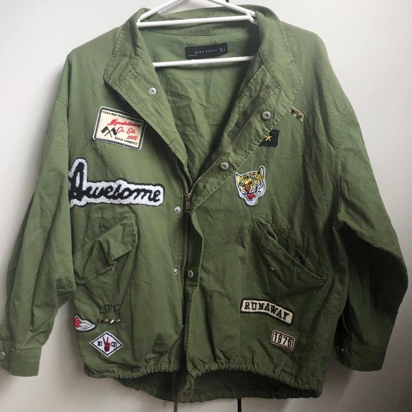 Zara Jackets & Blazers - ZARA Womens Army Green Sticker Jacket